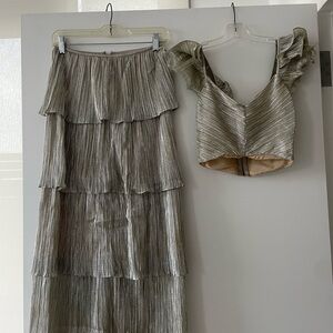 Elegant Silver Tiered Skirt